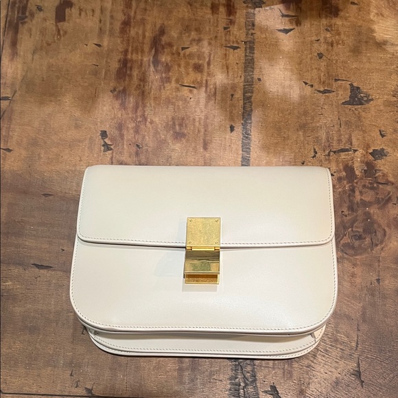 Celine Cream Leather Clutch with Gold Clasp - Picture 1 of 13